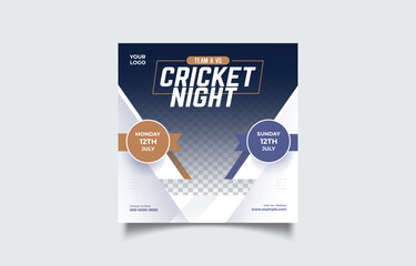 Team A vs Team B Cricket Night Event Poster