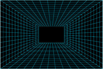 Abstract perspective grid. Retro futuristic concept
