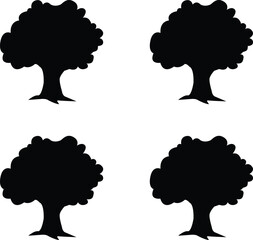 vector silhouettes of big trees