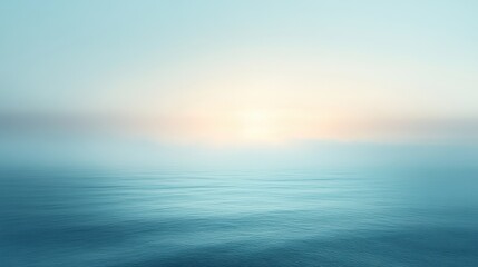 Obraz premium Serene dawn over a calm ocean, with soft pastel colors blending in the sky and gentle waves below