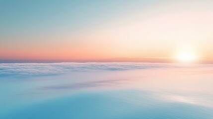 Obraz premium Serene sunrise over a calm ocean, with soft pastel colors reflecting on the water's surface