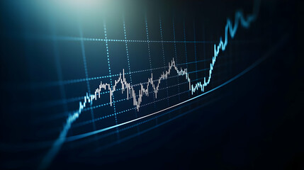 Obraz premium Abstract Blue Financial Chart Displaying Data and Trend Lines