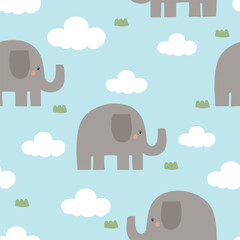 Cute elephant seamless pattern. Vector illustration. It can be used for wallpapers, wrapping, cards, patterns for clothes and other.