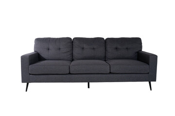 Modern Dark Gray Fabric Sofa with Cushioned Backrest