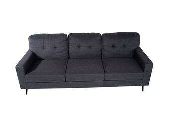 Modern Dark Gray Fabric Sofa with Cushioned Backrest