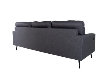 Modern Dark Gray Fabric Sofa with Cushioned Backrest