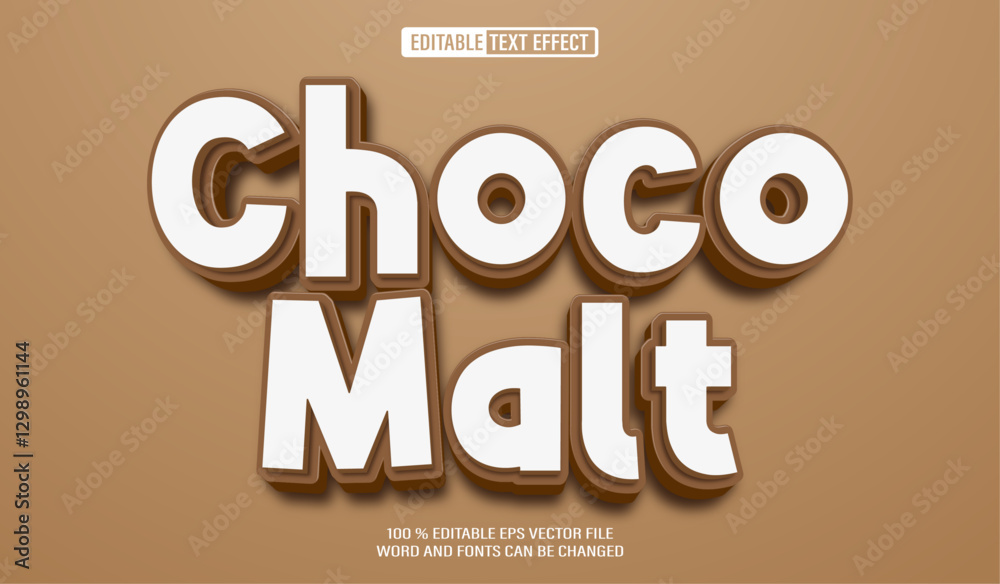 Poster editable 3d text style effect - choco malt text effect template