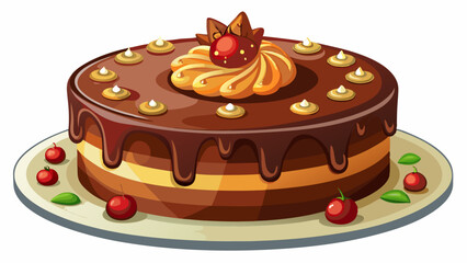 Tasty chocolate cake isolated on white