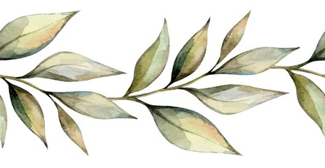Green watercolor leaves pattern perfect for design and decoration projects