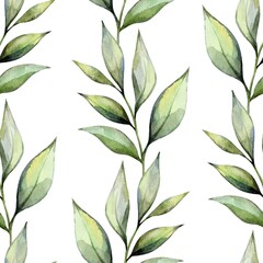 Beautiful green leaves pattern on a white background creating a serene and refreshing atmosphere in artistic design