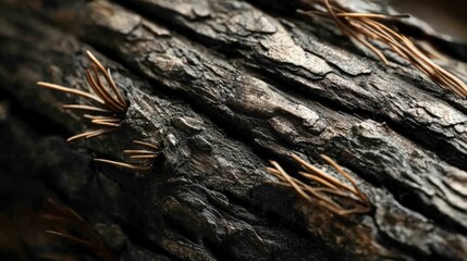 Fototapeta premium Dark Wood Texture with Pine Needles Detail