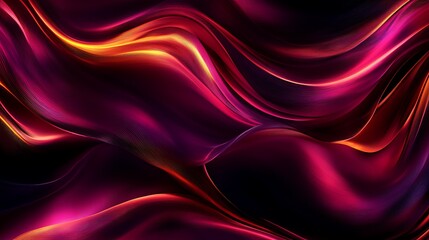 Obraz premium Fluid Motion Abstract Background Design in Dark Purple and Golden Illumination Artistic Curves