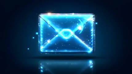 Glowing digital envelope icon representing email communication in a dark, futuristic background