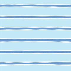 Blue stripes seamless pattern. Cute baby lines print. Watercolor sea stripes background