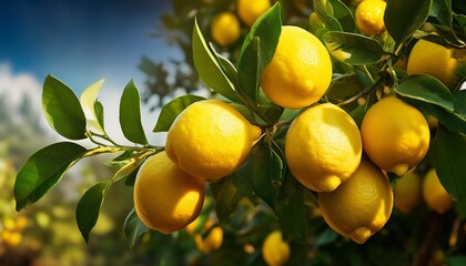 yellow lemons on tree