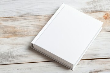Fototapeta premium hardcover journal mockup. A blank notebook resting on a rustic wooden surface, ideal for creative projects or note-taking.
