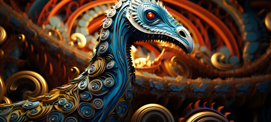 Naklejka premium paper quilling Brontosaurus, ai generative