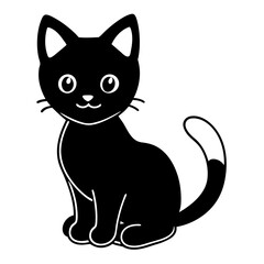 black and white cat cartoon