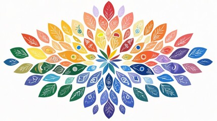 Naklejka premium A vibrant design of colorful leaves symbolizing nature's beauty and diversity.