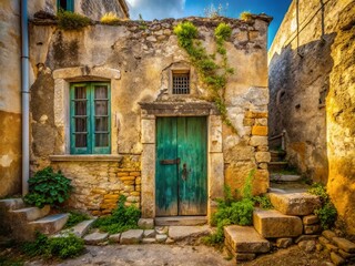 Salento Italy: Rustic Charm of a Ruined Stone Doorway - Old House