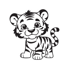 Cute Tiger vector silhouette design