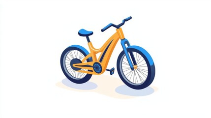 Fototapeta premium Vibrant yellow mountain bike isolated on a white background.