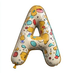 Colorful Balloon Letter A on White Background