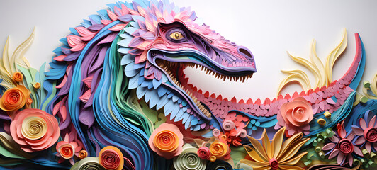 Naklejka premium paper quilling Brontosaurus, ai generative