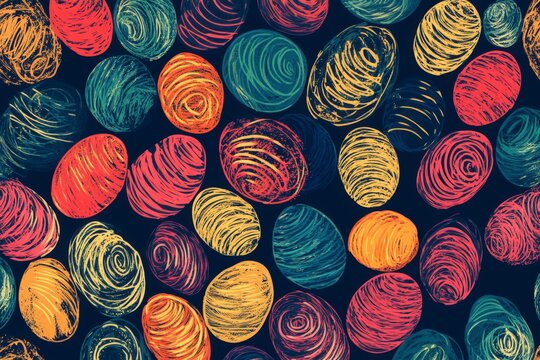 Colorful Abstract Swirling Ovals Pattern