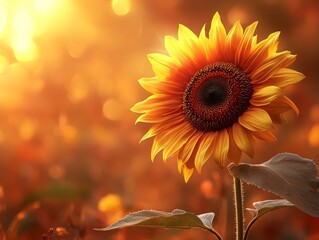 Naklejka premium Golden Radiance: A Sunflower's Bold Stand, Symbolizing Strength and Growth on International Women's Day, Embracing the Light of Empowerment.