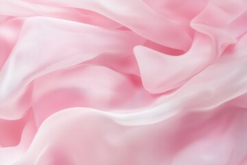 Fototapeta premium Abstract wavy fabric in soft pastel pink, creating a delicate and dreamy visual effect with gentle transparency