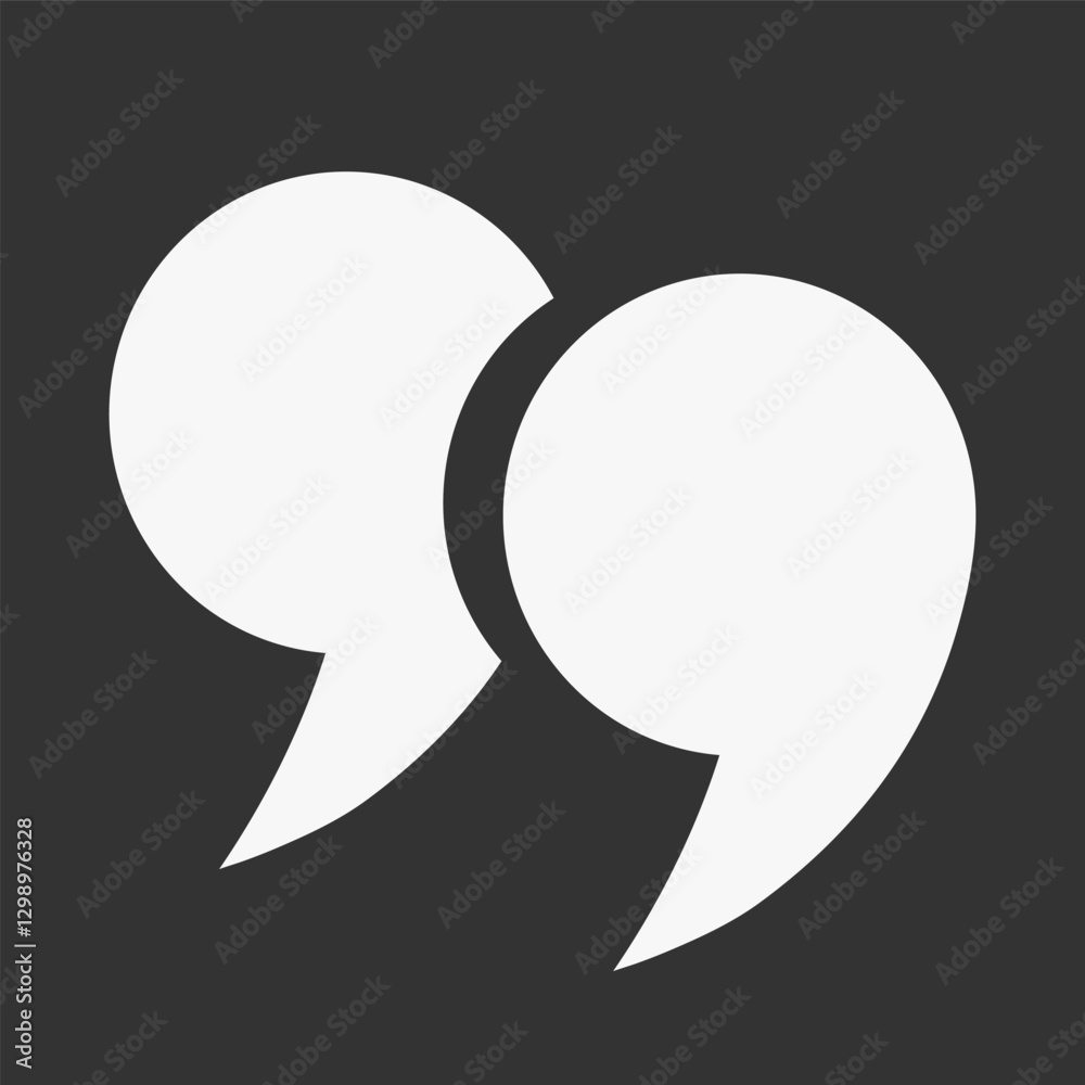 Fototapete round vector quotation marks are white on a dark background. quotes in the title, round ticks, and q