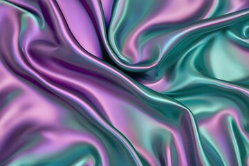 Obraz premium Elegant draped silk in iridescent green and purple tones, creating a dreamy and luxurious fabric background