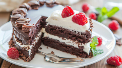chocolate cake with cream