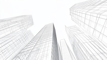 Fototapeta premium abstract modern urban landscape line drawin.3D illustration Imagination architecture building construction perspective design.