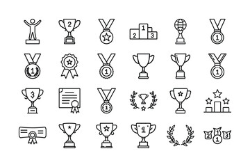 Collection of Black and White Award Icons