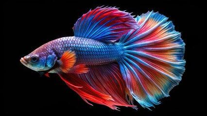 Fototapeta premium Stunning Betta Fish Long Exposure Photography - Vibrant Colors, Black Background