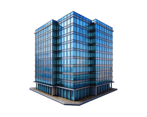 Modern Glass Office Building Design with isolated white background
