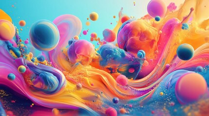 Obraz premium A colorful abstract painting with a lot of different shapes and colors
