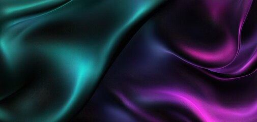 Obraz premium Luxurious emerald green and royal purple silk fabric with smooth flowing folds, creating a rich and elegant texture