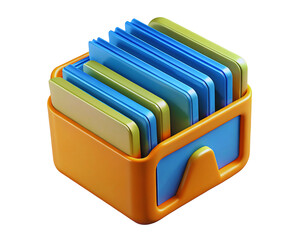 Colorful File Organizer with Index Cards with isolated white background