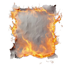 Burning paper edges isolated on transparent background.