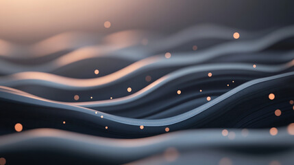 A serene, abstract depiction of flowing waves with soft lighting and sparkling particles, evoking a tranquil and dreamy atmosphere.