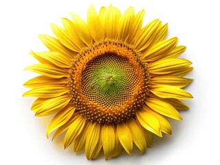 Obraz premium Sunflower Seed Head, Isolated White Background, Flat Lay, Top View, Oil, Seeds