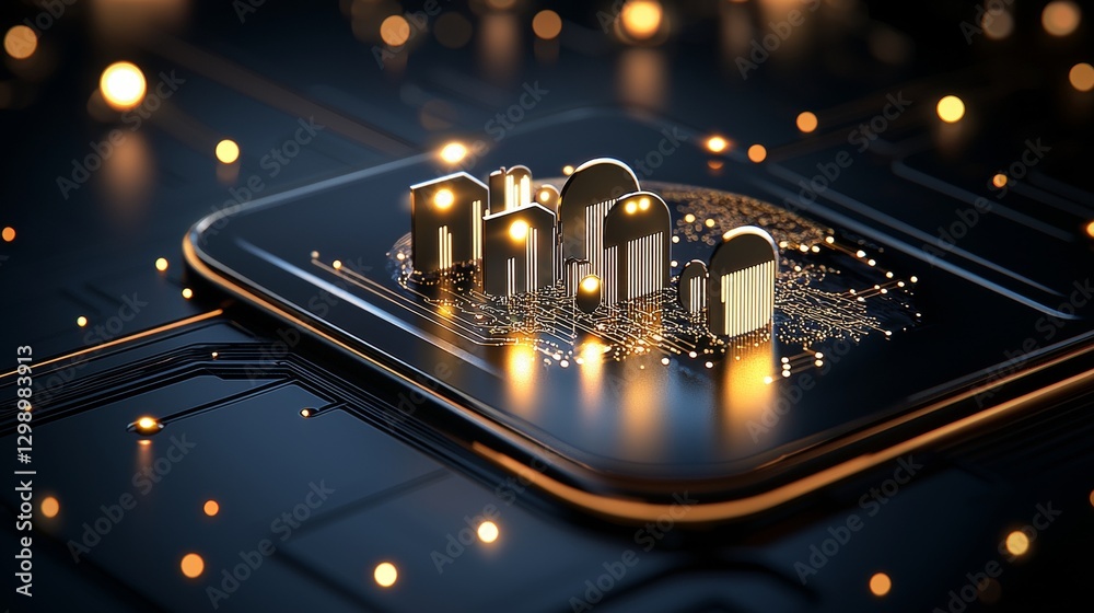 Poster innovative digital data visualization action modern technology hub 3d rendered graphics futuristic e