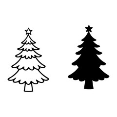 Fototapeta premium One Black Outline, One White Outline Christmas Tree.