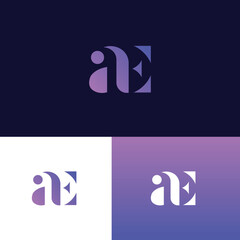 Minimal creative initial based AE logo and EA logo. Letter AE EA creative elegant monogram