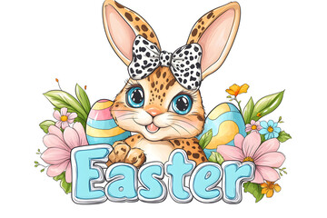 easter card, easter bunny with eggs, easter eggs and flowers, easter eggs in a basket, easter eggs and flowers on a white background, easter wall paper and background for social media	