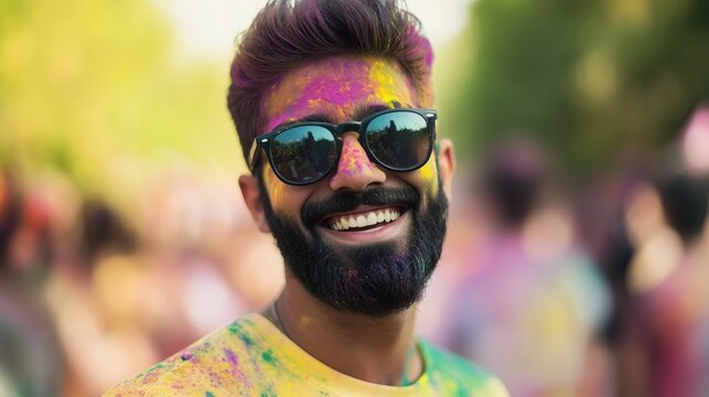 Celebration of colors during the Holi Festival in India with people enjoying vibrant powders and joyous festivities