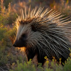 Porcupine in the grass